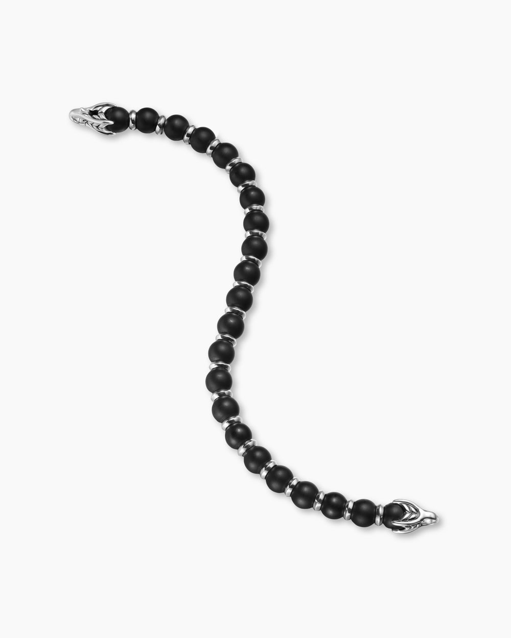 Mens Spiritual Beads Bracelet in Sterling Silver, 8mm
