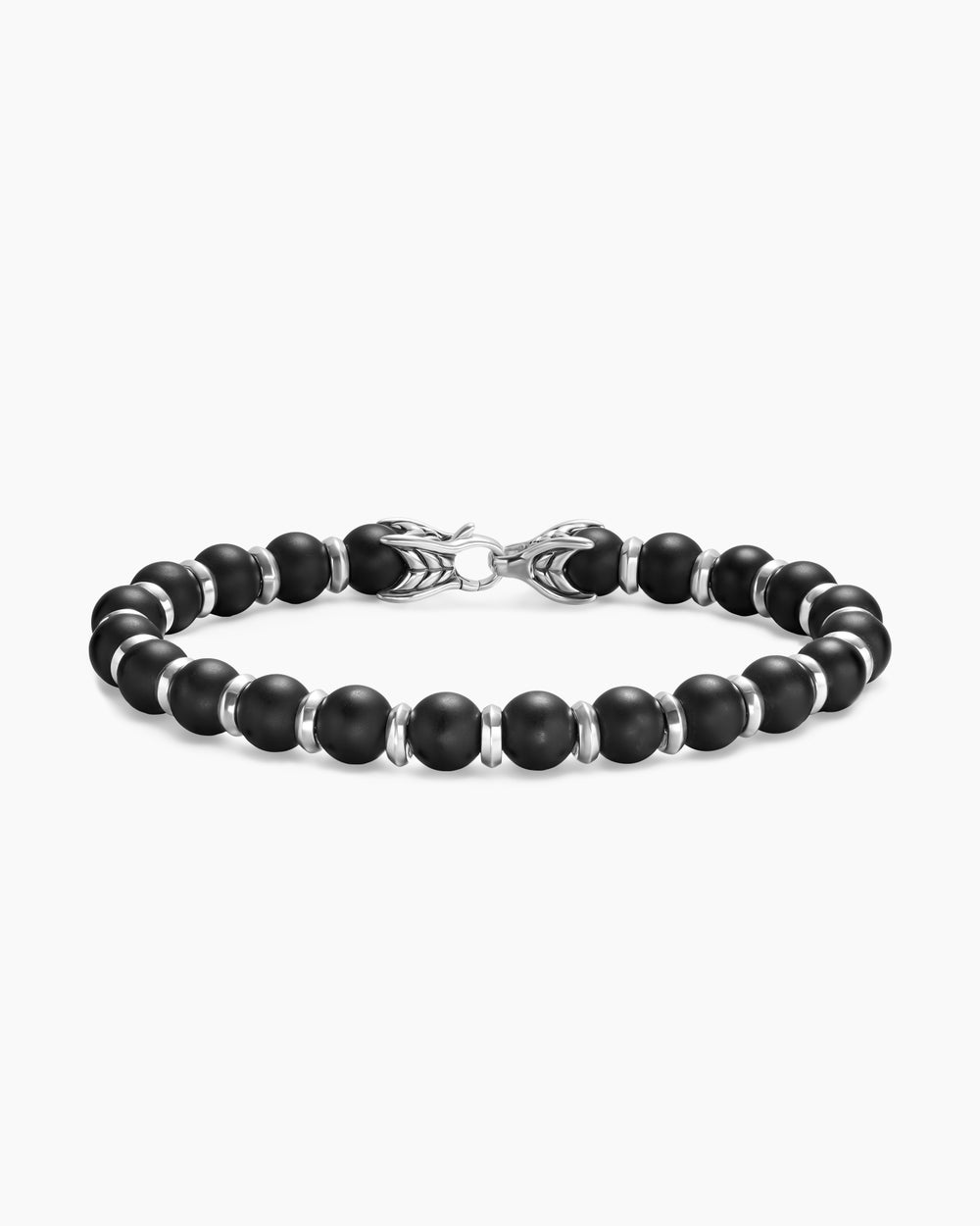 Mens Spiritual Beads Bracelet in Sterling Silver, 8mm