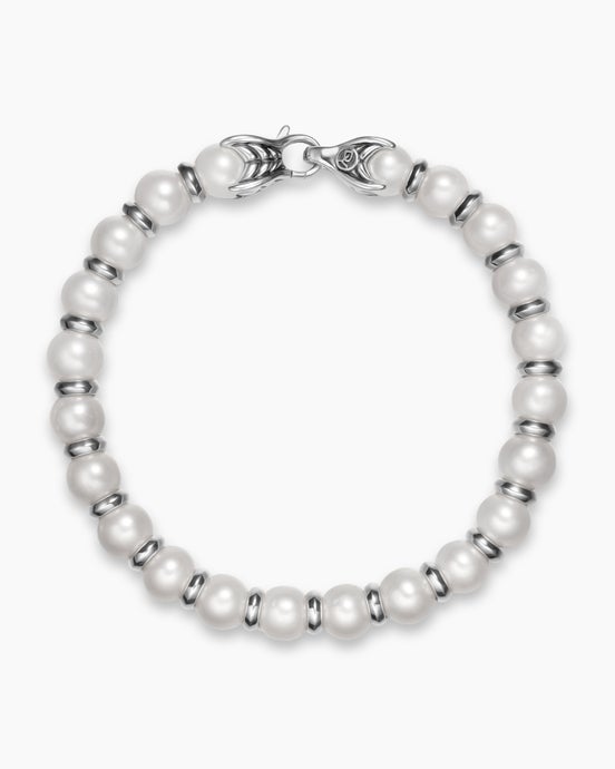 Spiritual Beads Bracelet in Sterling Silver with Pearls, 8mm