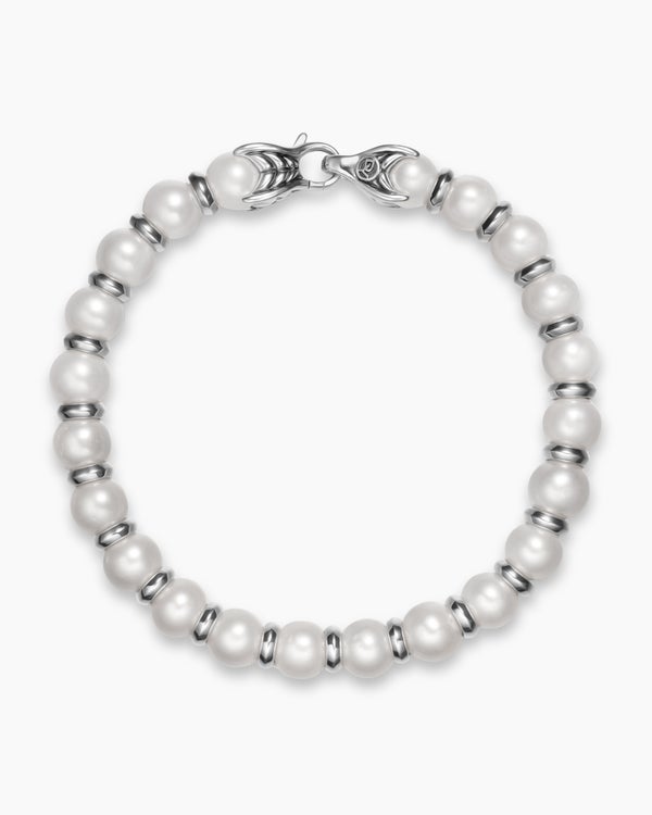 Spiritual Beads Bracelet in Sterling Silver with Black Onyx, 8mm