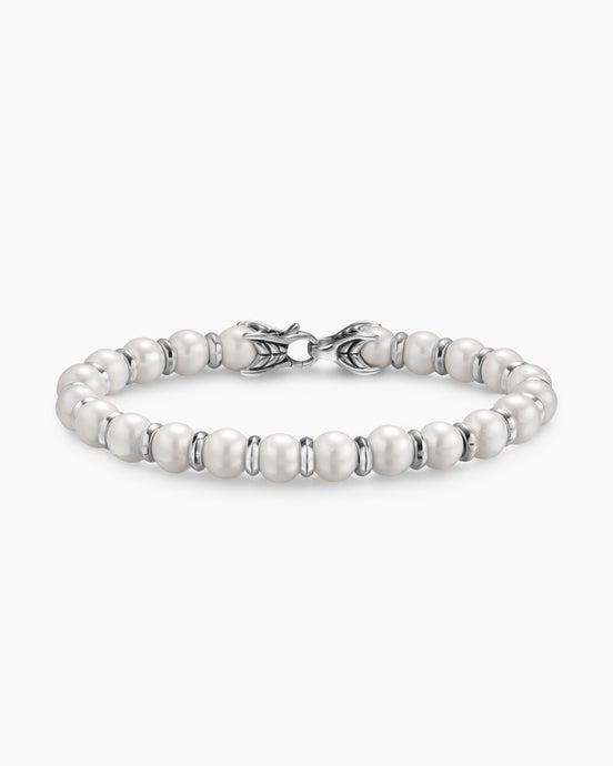 Spiritual Beads Bracelet in Sterling Silver with Pearls, 8mm