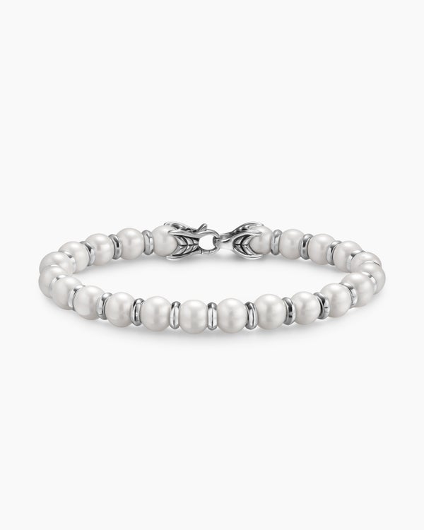 Spiritual Beads Bracelet in Sterling Silver with Black Onyx, 8mm
