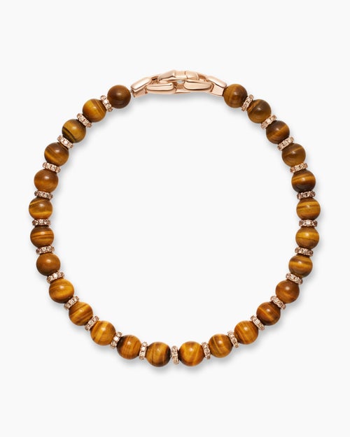 Mens Spiritual Beads Bracelet in 18K Rose Gold, 6mm