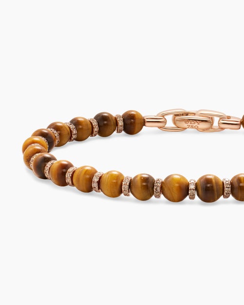 Mens Spiritual Beads Bracelet in 18K Rose Gold, 6mm