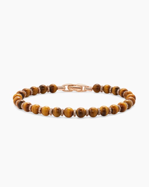 Mens Spiritual Beads Bracelet in 18K Rose Gold, 6mm