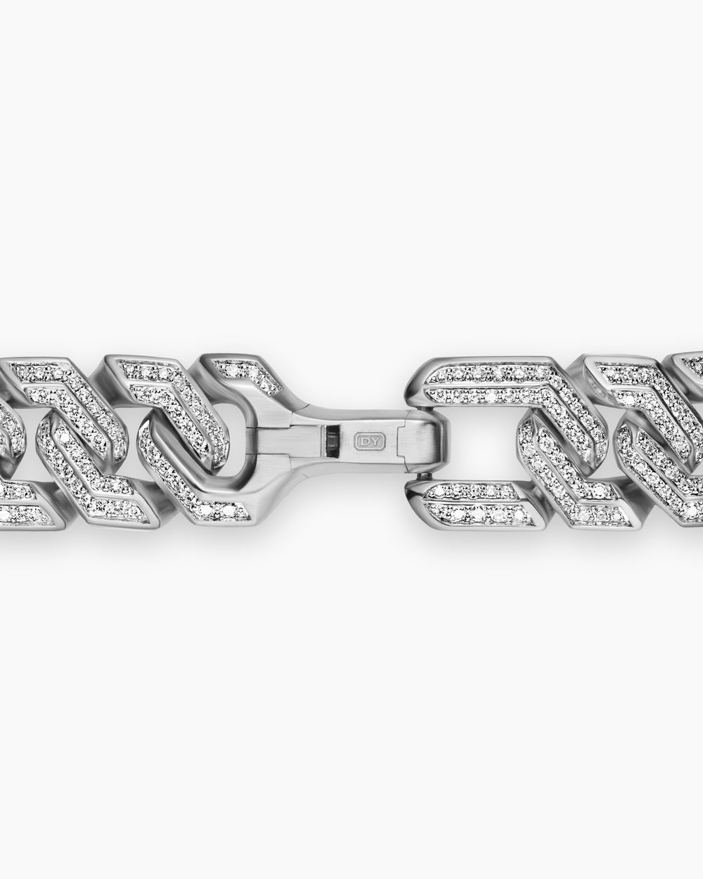 Mens Pavé Angular Curb Chain Bracelet in Platinum, 14.5mm
