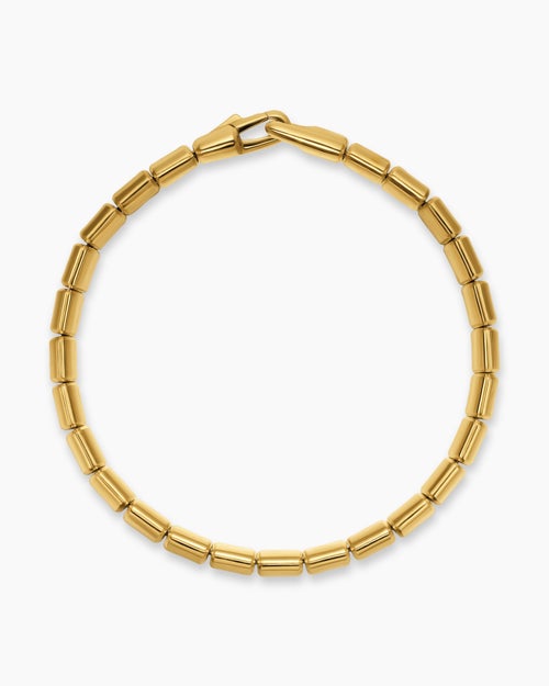 Mens Spiritual Beads Flat Bead Bracelet in 18K Yellow Gold, 8mm