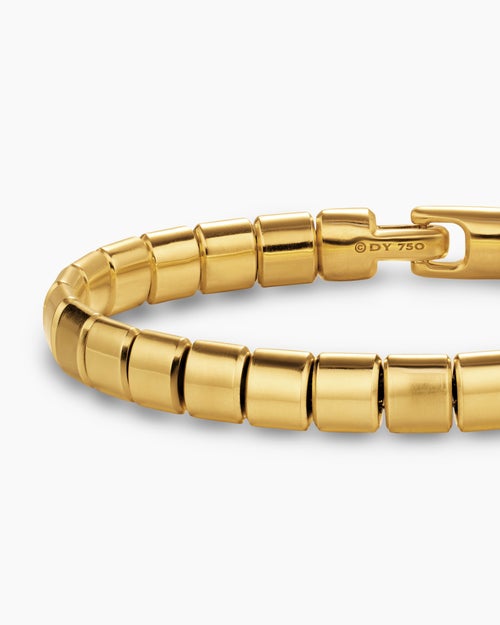 Mens Spiritual Beads Flat Bead Bracelet in 18K Yellow Gold, 8mm