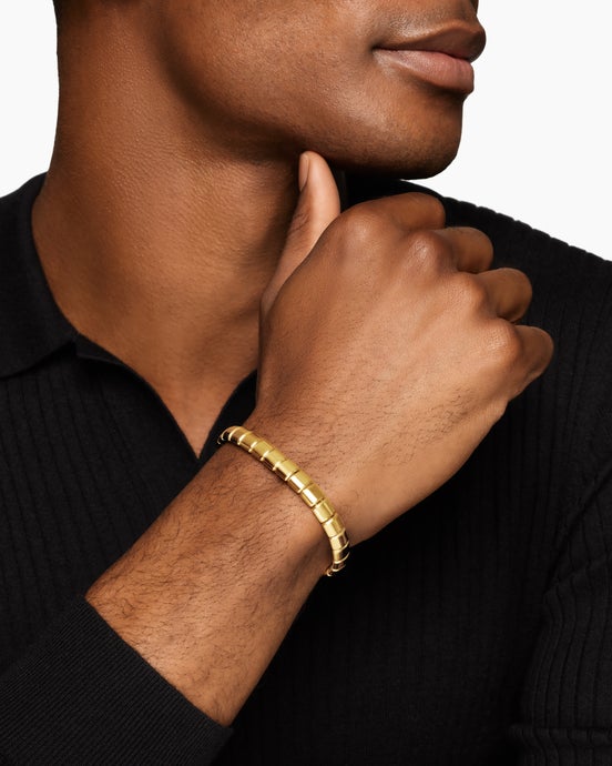 Spiritual Beads Flat Bead Bracelet in 18K Yellow Gold, 8mm