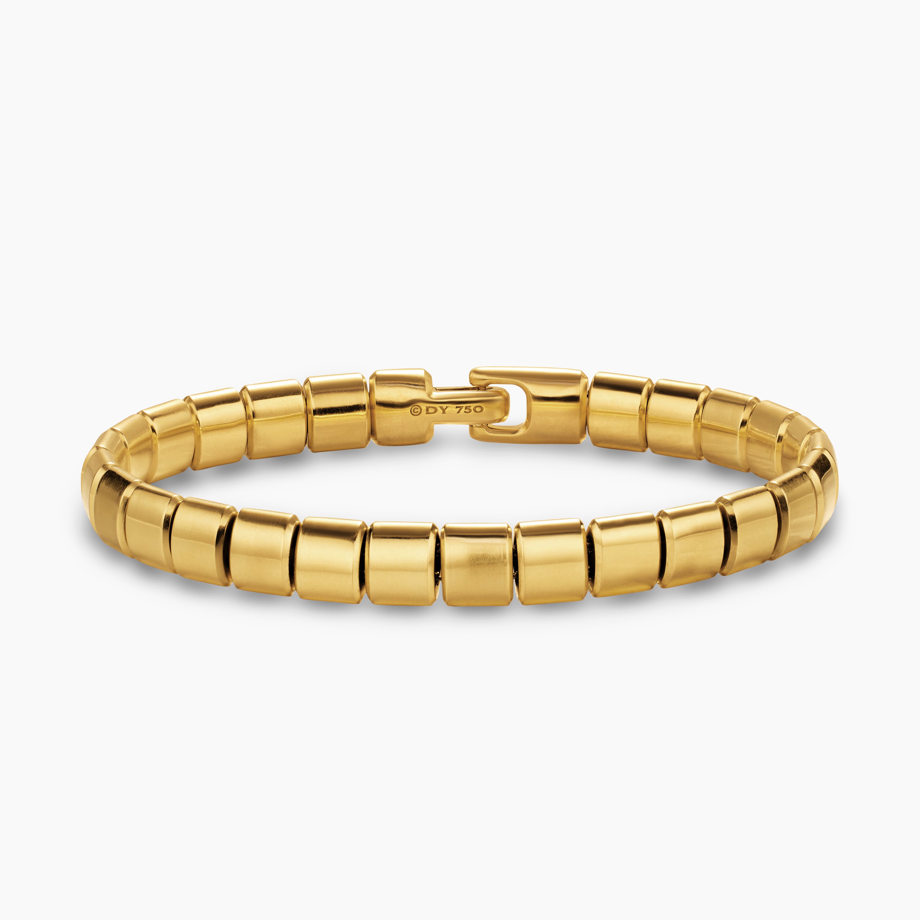 Mens Spiritual Beads Flat Bead Bracelet in 18K Yellow Gold, 8mm