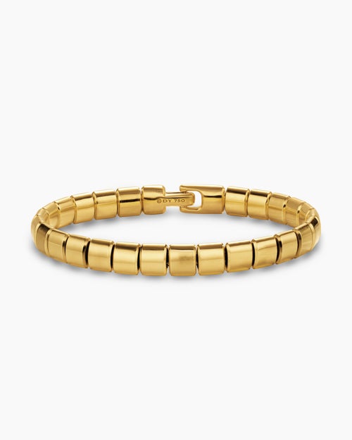 Mens Spiritual Beads Flat Bead Bracelet in 18K Yellow Gold, 8mm