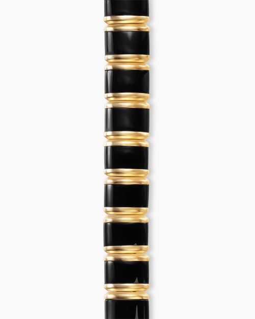 Mens Spiritual Beads Flat Bead Bracelet in 18K Yellow Gold, 8mm
