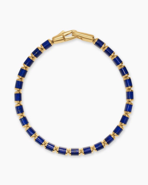 Mens Spiritual Beads Flat Bead Bracelet in 18K Yellow Gold, 8mm