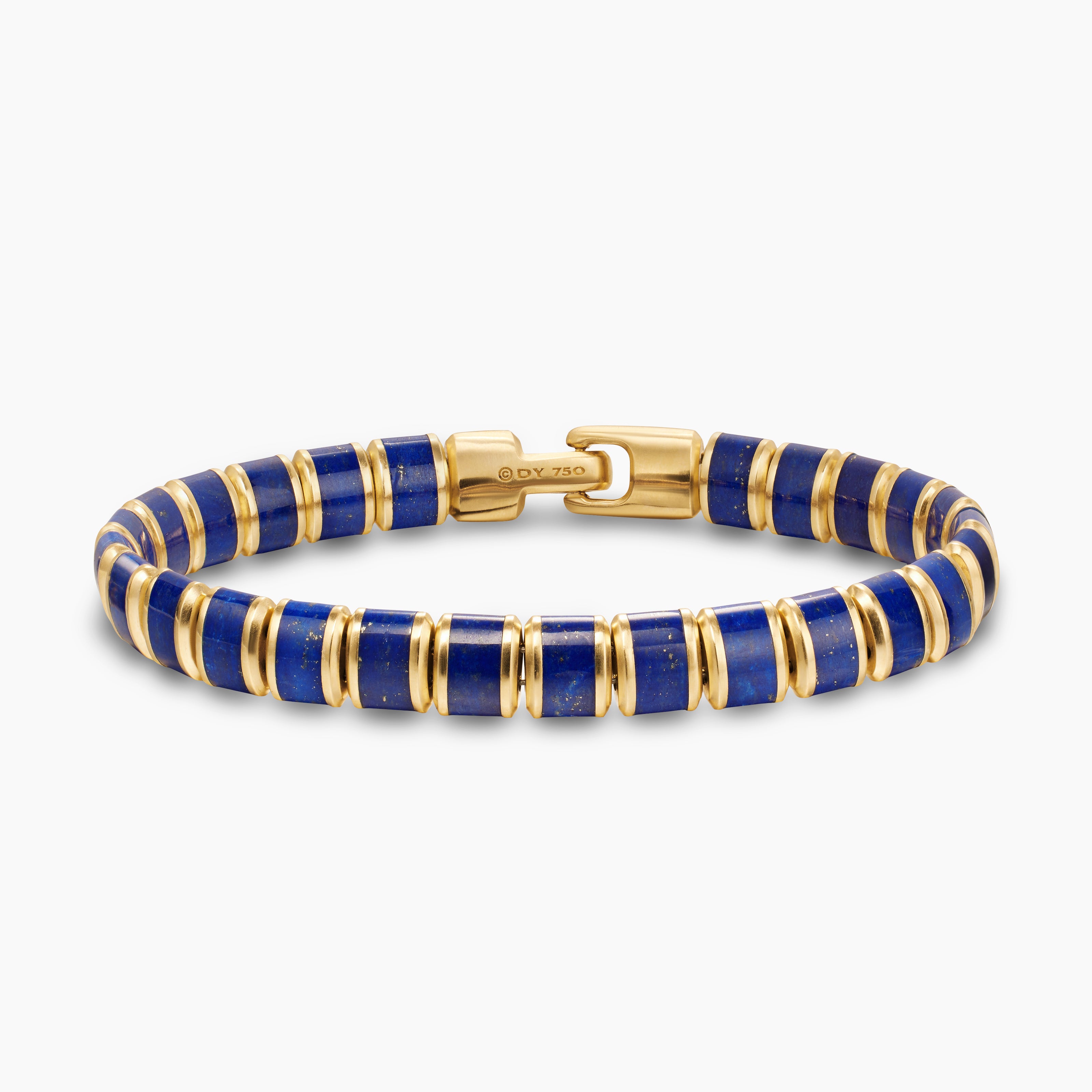 Mens Spiritual Beads Flat Bead Bracelet in 18K Yellow Gold, 8mm