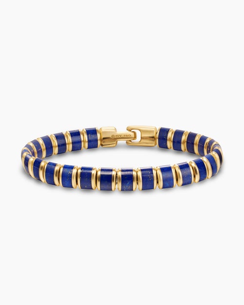 Mens Spiritual Beads Flat Bead Bracelet in 18K Yellow Gold, 8mm