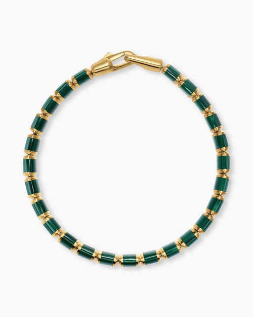 Mens Spiritual Beads Flat Bead Bracelet in 18K Yellow Gold, 8mm