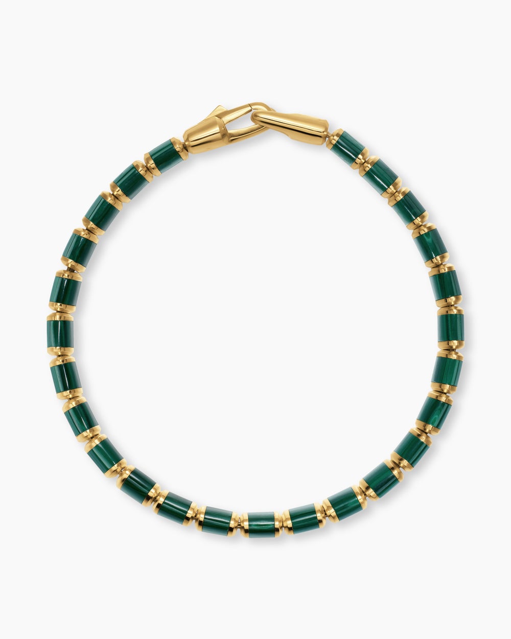 Mens Spiritual Beads Flat Bead Bracelet in 18K Yellow Gold, 8mm