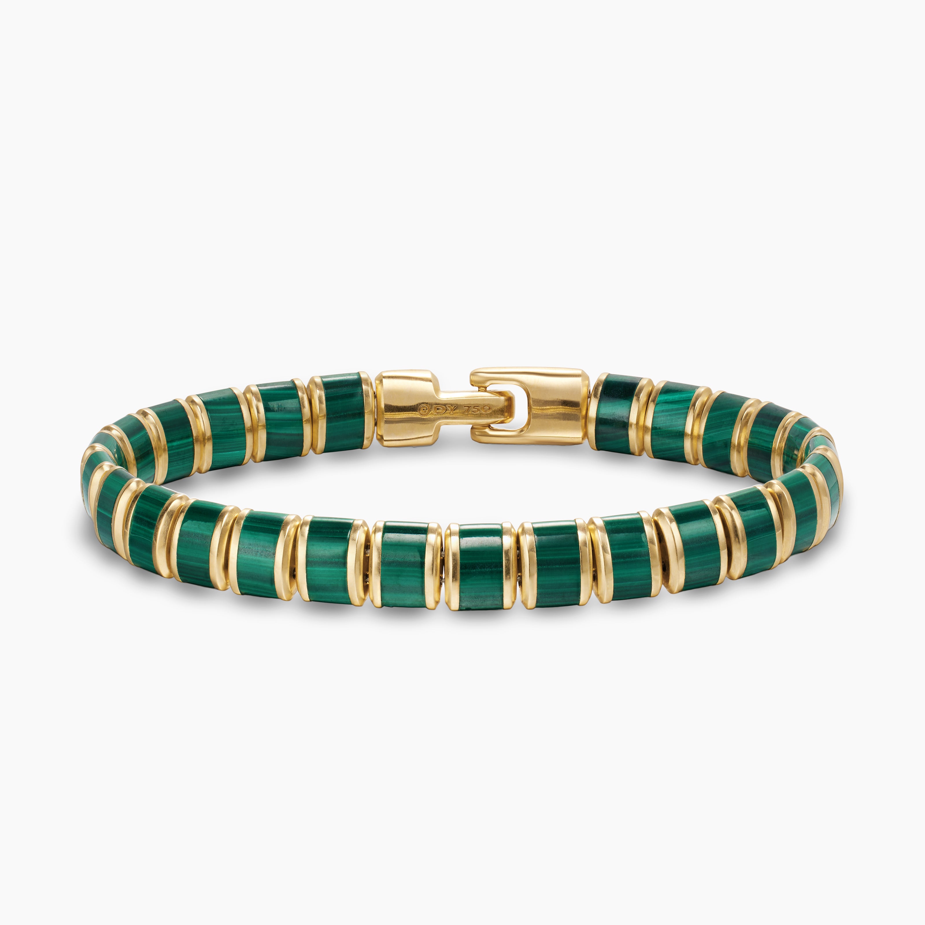 Mens Spiritual Beads Flat Bead Bracelet in 18K Yellow Gold, 8mm