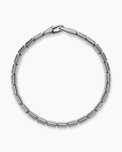 Mens Spiritual Beads Flat Bead Bracelet in Platinum, 8mm