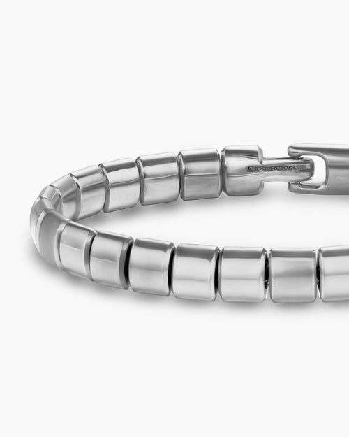 Mens Spiritual Beads Flat Bead Bracelet in Platinum, 8mm