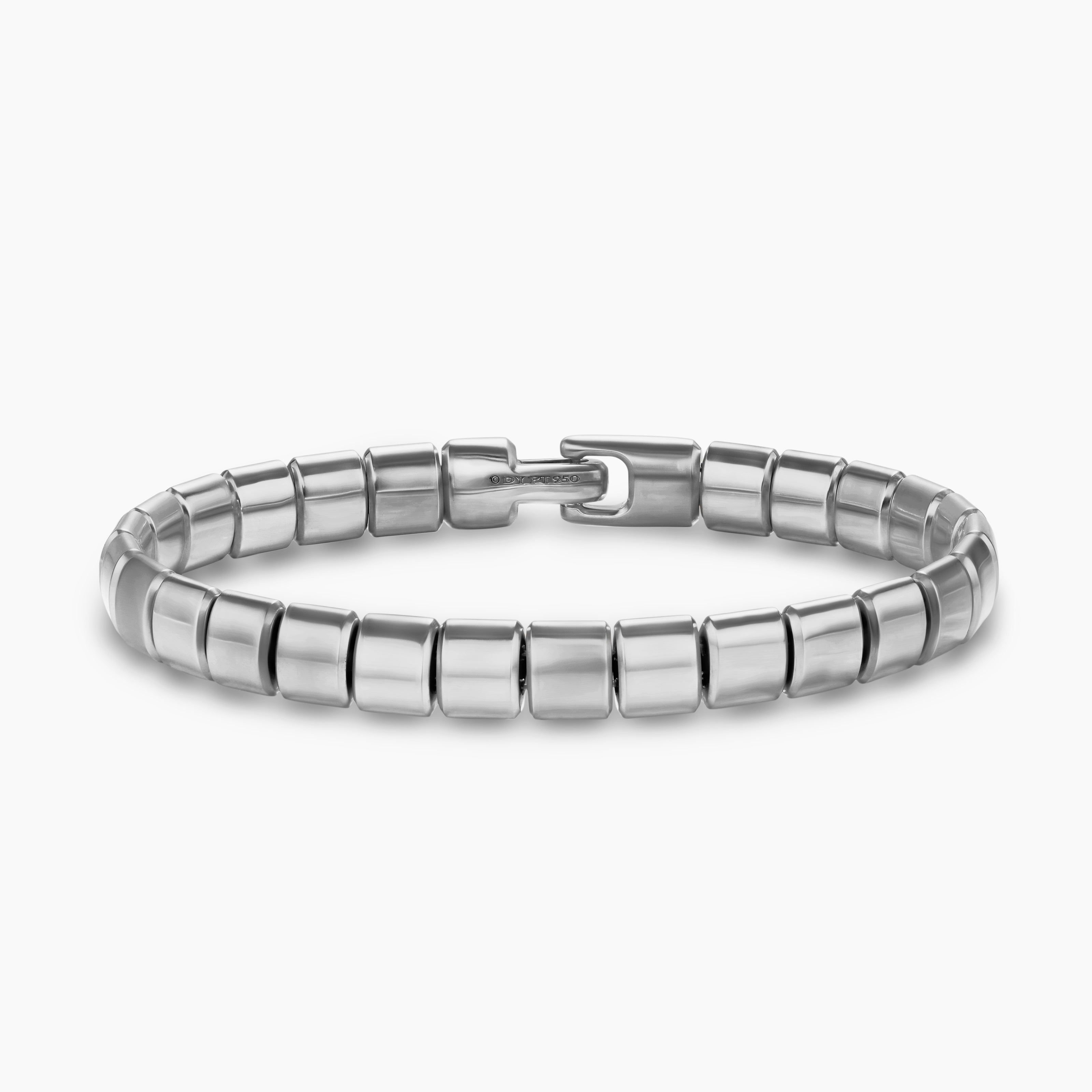 Mens Spiritual Beads Flat Bead Bracelet in Platinum, 8mm