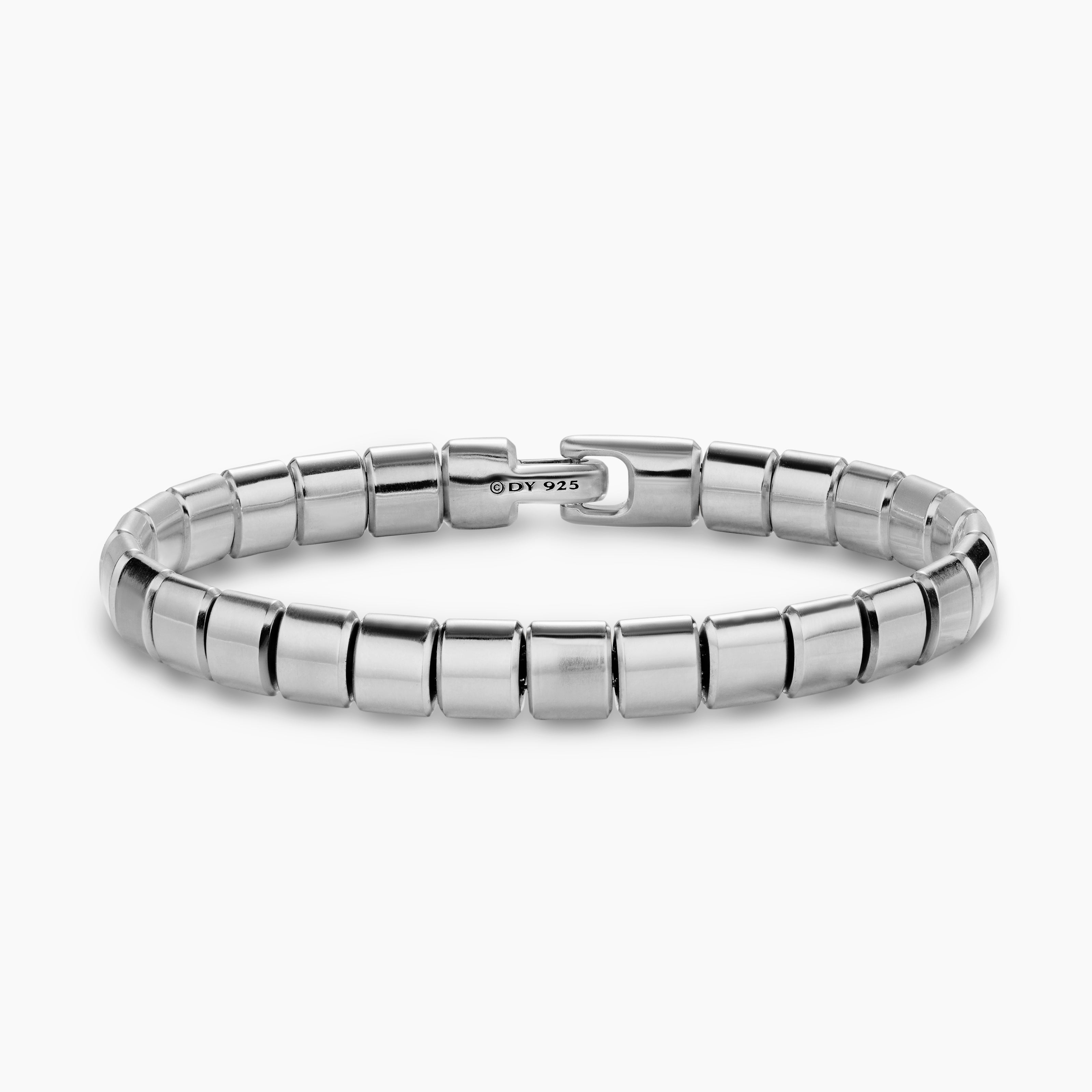 Bracelet Spiritual Beads avec perle plate en argent massif, 8 mm homme 