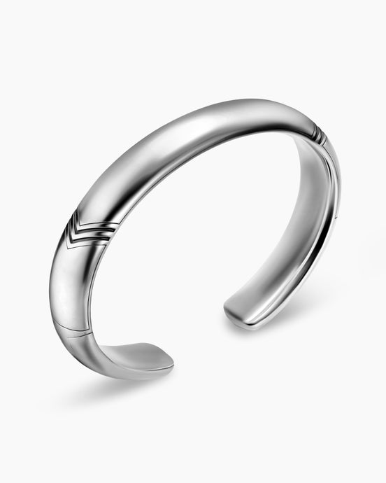 Bracelet manchette Chevron épais en argent massif, 12 mm