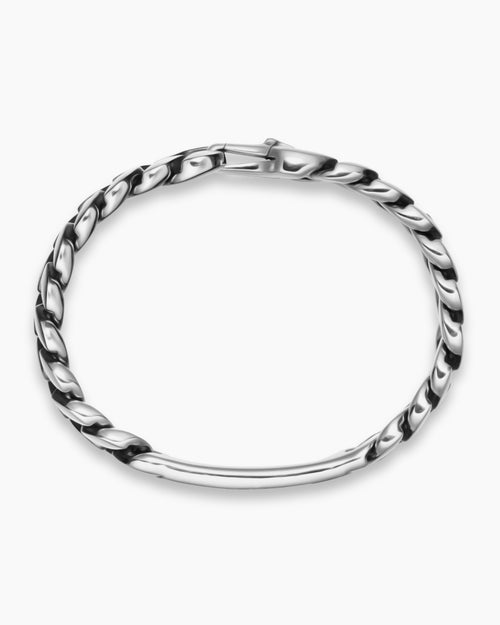 Mens Curb Chain ID Bracelet in Sterling Silver, 11.5mm