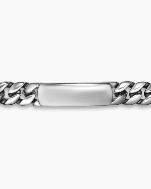 Mens Curb Chain ID Bracelet in Sterling Silver, 11.5mm