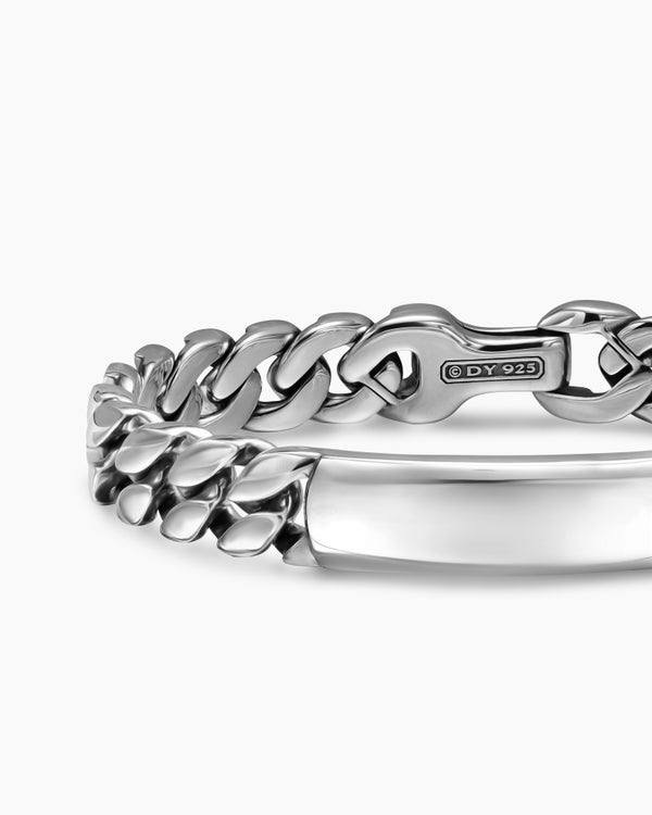 Curb Chain ID Bracelet in Sterling Silver, 11.5mm
