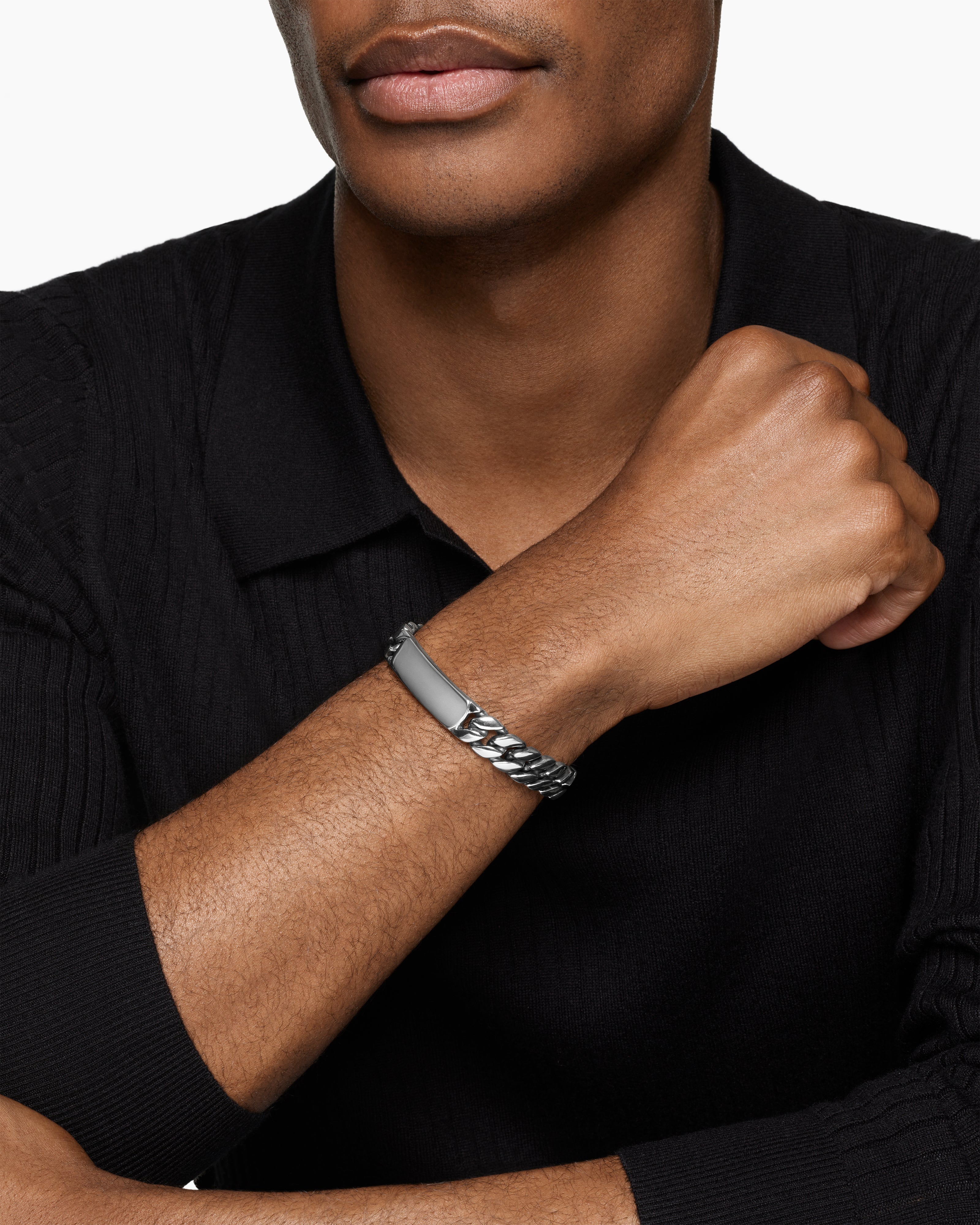 Curb Chain ID Bracelet Sterling Silver