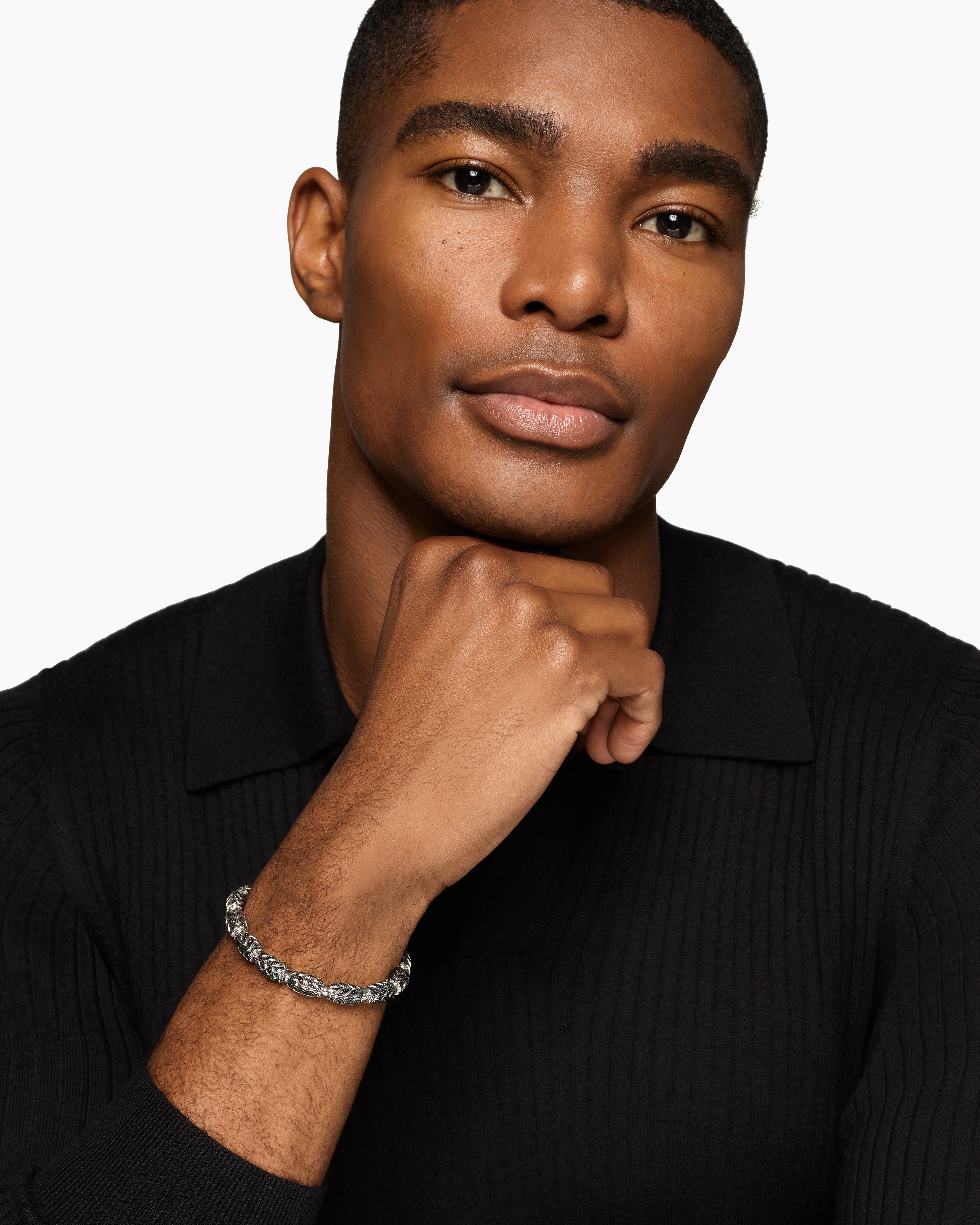 Men's Sterling Silver Chevron Bead Bracelet | David Yurman