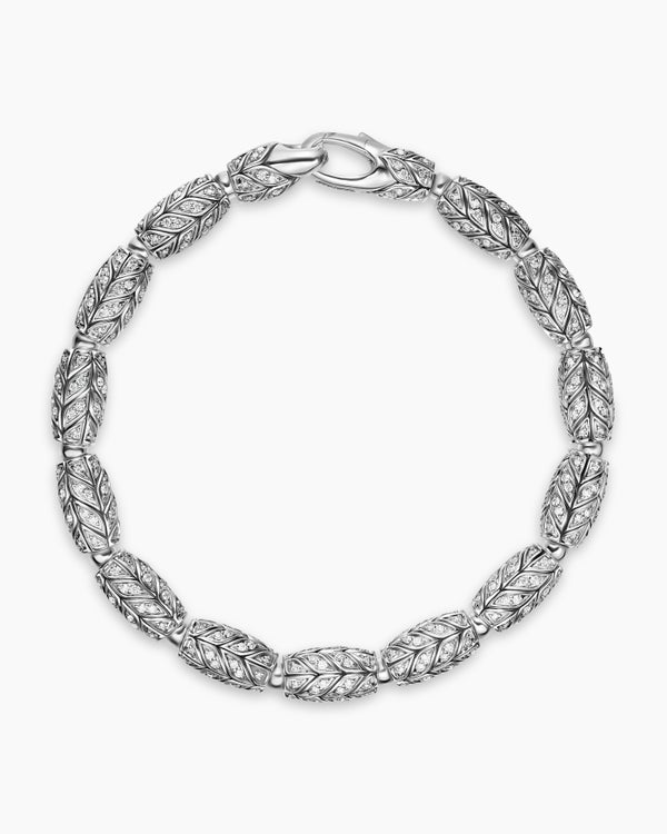 Bracelet à perles Chevron en argent sterling, 7,5 mm