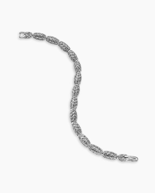 Mens Chevron Bead Bracelet in Sterling Silver, 7.5mm