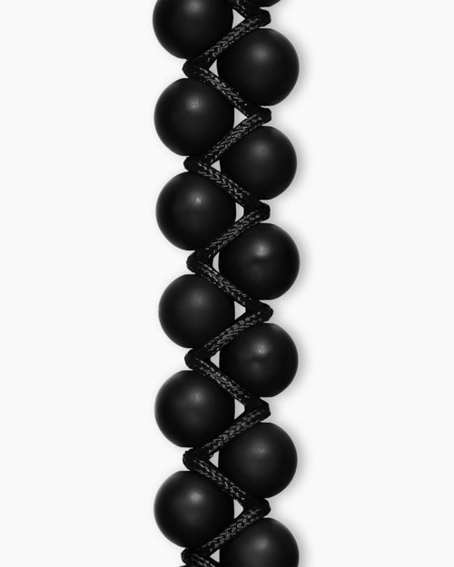 Mens Spiritual Beads Two Row Woven Bracelet with Sterling Silver, 8mm