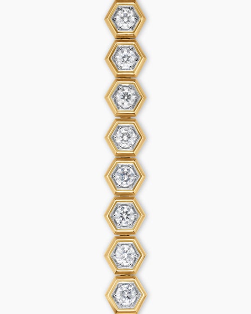 Mens Hex Pavé Tennis Bracelet in 18K Yellow Gold, 8mm