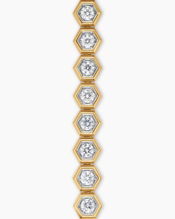 Hex Pavé Tennis Bracelet in 18K Yellow Gold, 8mm