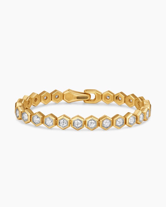 Hex Pavé Tennis Bracelet in 18K Yellow Gold with Diamonds, 8mm