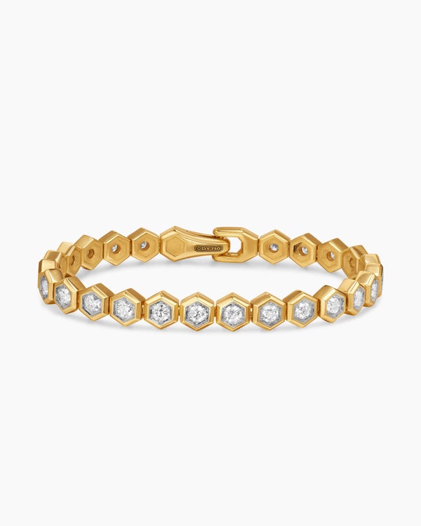 Hex Pavé Tennis Bracelet in 18K Yellow Gold, 8mm