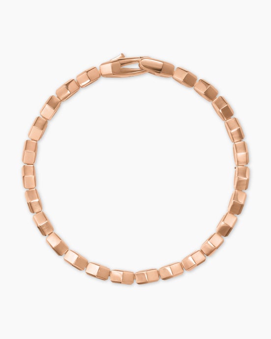 Hex Pavé Tennis Bracelet in 18K Rose Gold with Cognac Diamonds, 8mm