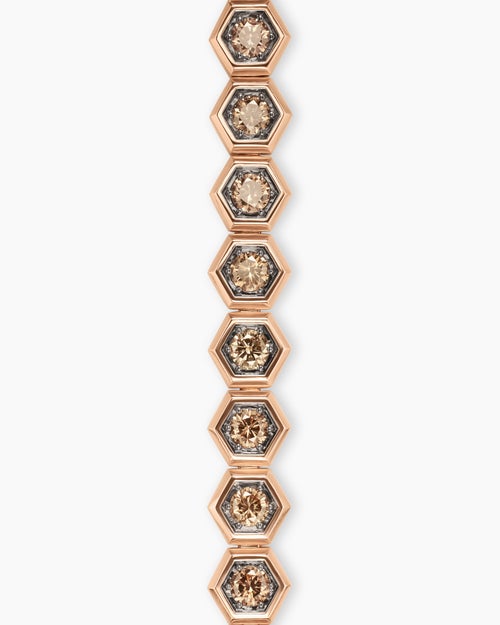 Mens Hex Pavé Tennis Bracelet in 18K Rose Gold, 8mm