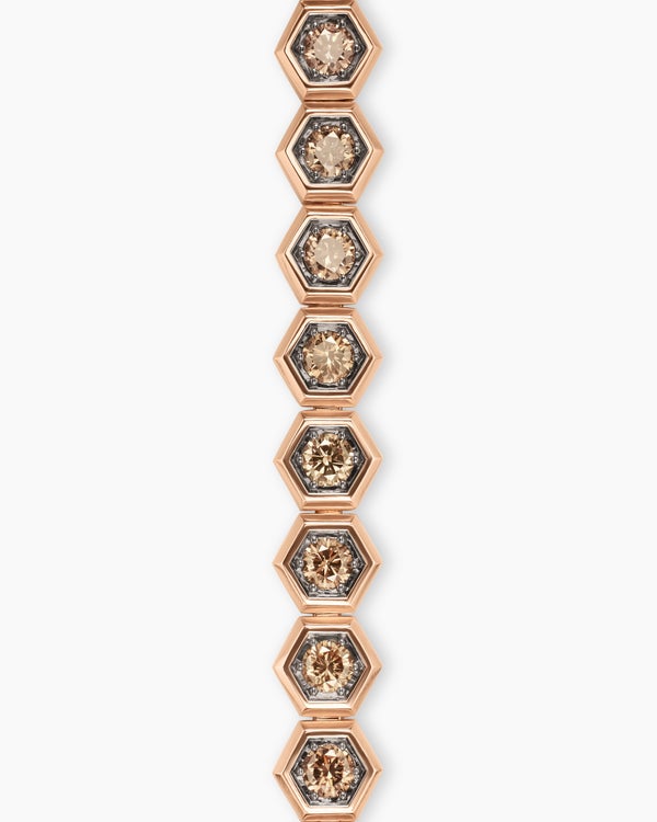 Hex Pavé Tennis Bracelet in 18K Rose Gold, 8mm