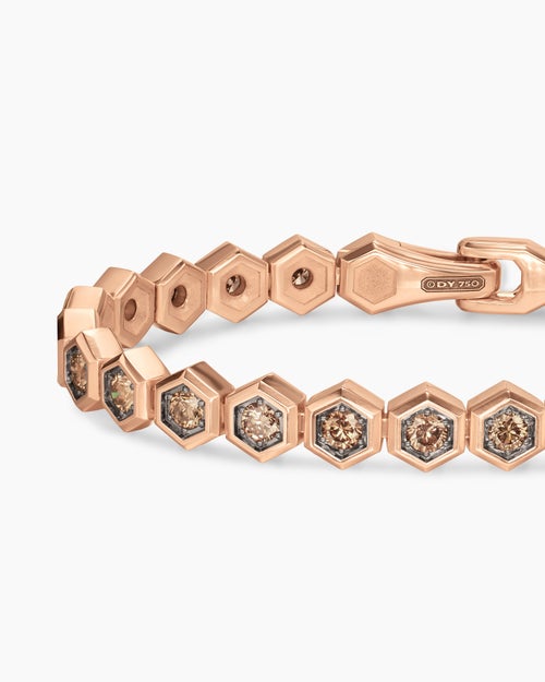 Mens Hex Pavé Tennis Bracelet in 18K Rose Gold, 8mm