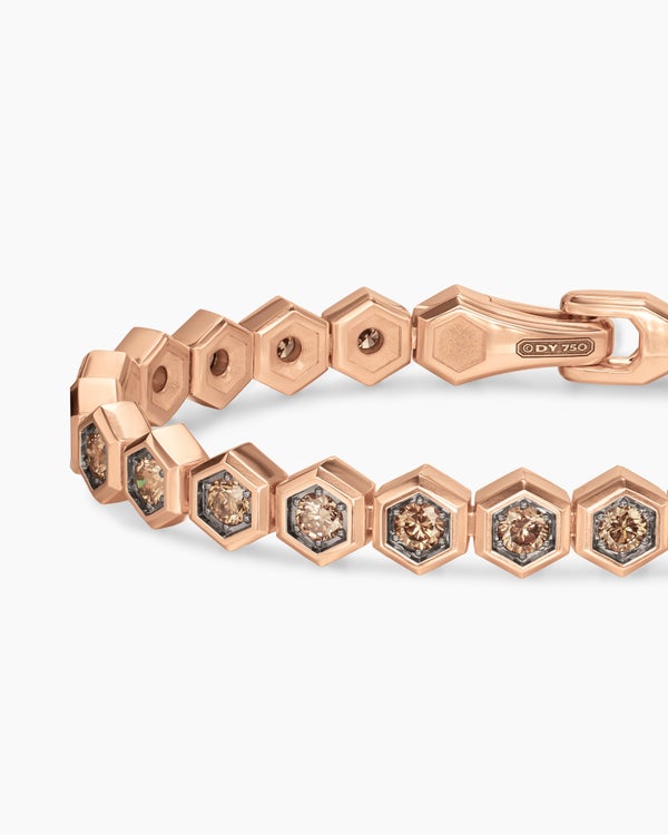 Hex Pavé Tennis Bracelet in 18K Rose Gold, 8mm