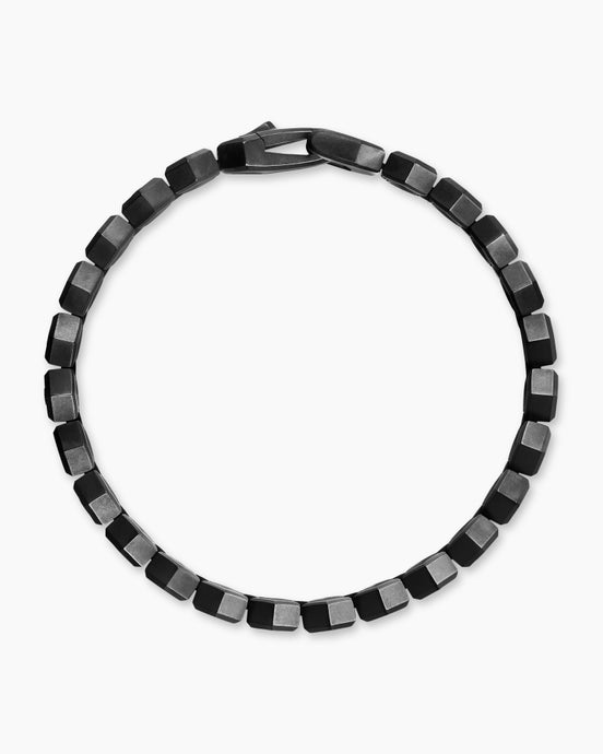 Hex Pavé Tennis Bracelet in Black Titanium with Black Diamonds, 8mm