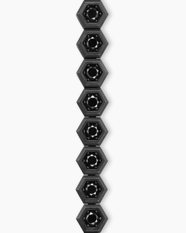 Hex Pavé Tennis Bracelet in Black Titanium with Black Diamonds, 8mm