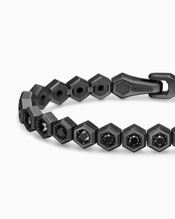 Hex Pavé Tennis Bracelet in Black Titanium with Black Diamonds, 8mm