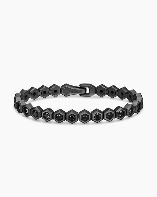 Hex Pavé Tennis Bracelet in Black Titanium with Black Diamonds, 8mm