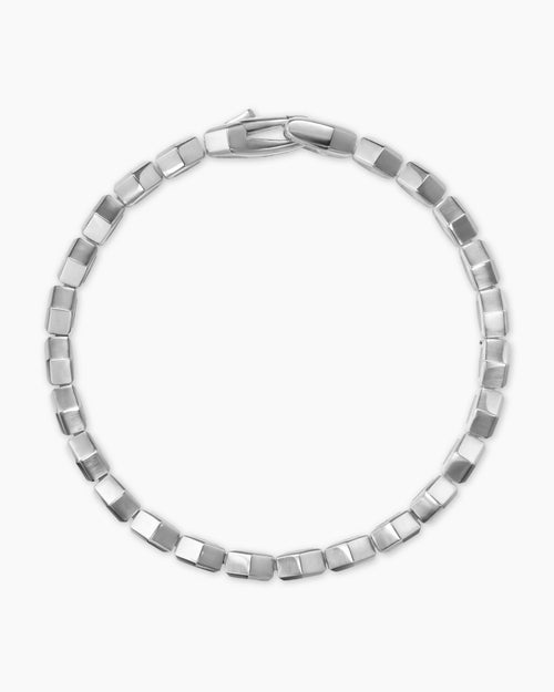 Mens Hex Pavé Tennis Bracelet in Sterling Silver with Black Diamonds, 8mm
