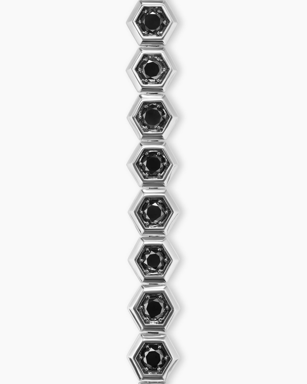 Mens Hex Pavé Tennis Bracelet in Sterling Silver with Black Diamonds, 8mm